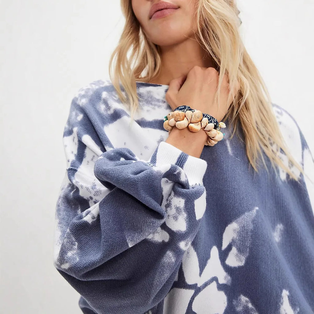 Autumn Bluzy Damskie Women's Oversized Loose And Stylish Printed Round Neck Long-sleeved T-shirt Felpa Donna Pull Oversize Femme