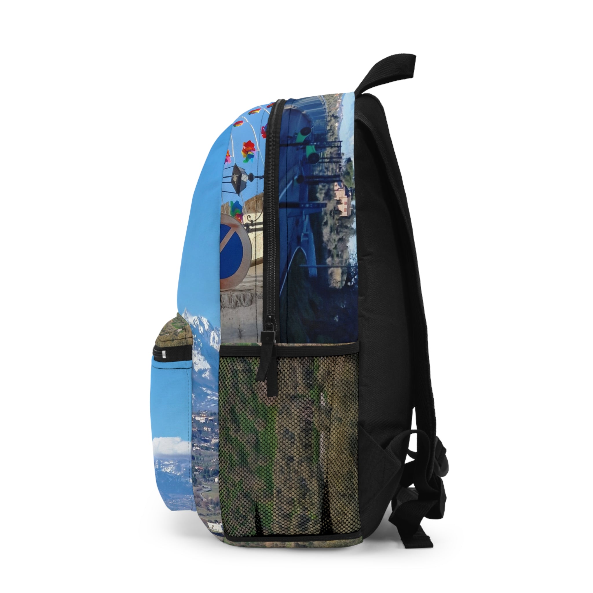 Skyline Prayer Flags Backpack — Mountain View Travel Backpack- Moscufo belvedere