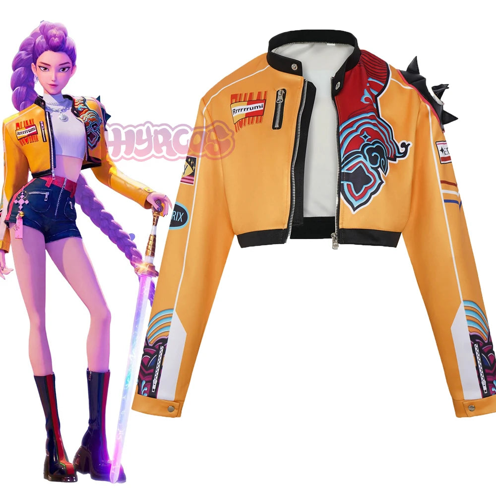 KPOP Cosplay Demon Hunters Rumi Costume Coat Jacket Outfit For Girls Adult Women Men Halloween Carnival Masquerade Suit