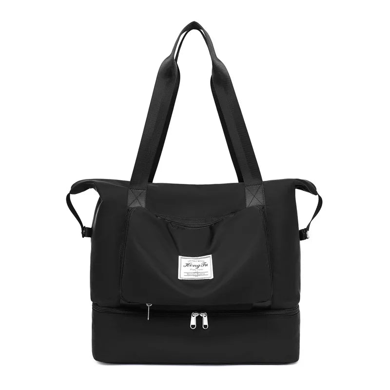 Large Capacity Travel Folding Bag Girl Waterproof Extendable Duffle Gym Bags Shoes Bottom Dry Wet Separation Women Luggage Bags