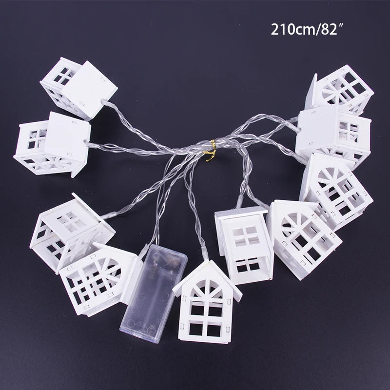 2M 10 LED Christmas Wood House String Light Garland Fairy Lights Christmas Decoration for Home Navidad Natal Noel New Year Gifts