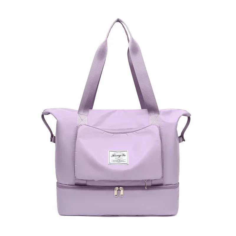 Large Capacity Travel Folding Bag Girl Waterproof Extendable Duffle Gym Bags Shoes Bottom Dry Wet Separation Women Luggage Bags