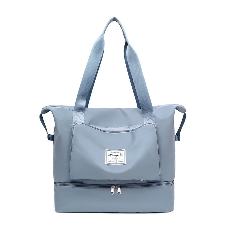 Large Capacity Travel Folding Bag Girl Waterproof Extendable Duffle Gym Bags Shoes Bottom Dry Wet Separation Women Luggage Bags